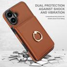 For iPhone 16 Plus RFID Anti-theft Card Ring Holder Phone Case(Brown) - 2