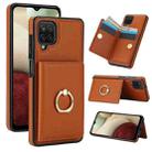 For Samsung Galaxy A12 RFID Anti-theft Card Ring Holder Phone Case(Brown) - 1