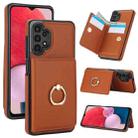 For Samsung Galaxy A13 4G/5G RFID Anti-theft Card Ring Holder Phone Case(Brown) - 1