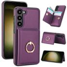 For Samsung Galaxy A14 4G/5G RFID Anti-theft Card Ring Holder Phone Case(Dark Purple) - 1