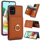 For Samsung Galaxy A71 4G RFID Anti-theft Card Ring Holder Phone Case(Brown) - 1