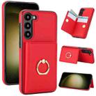 For Samsung Galaxy S22 5G RFID Anti-theft Card Ring Holder Phone Case(Red) - 1