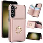 For Samsung Galaxy S22+ 5G RFID Anti-theft Card Ring Holder Phone Case(Rose Gold) - 1