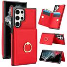 For Samsung Galaxy S22 Ultra 5G RFID Anti-theft Card Ring Holder Phone Case(Red) - 1