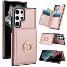 For Samsung Galaxy S22 Ultra 5G RFID Anti-theft Card Ring Holder Phone Case(Rose Gold) - 1