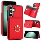 For Samsung Galaxy S23 FE 5G RFID Anti-theft Card Ring Holder Phone Case(Red) - 1