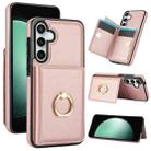 For Samsung Galaxy S23 FE 5G RFID Anti-theft Card Ring Holder Phone Case(Rose Gold) - 1