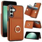 For Samsung Galaxy S23 FE 5G RFID Anti-theft Card Ring Holder Phone Case(Brown) - 1