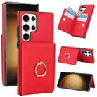 For Samsung Galaxy S23 Ultra 5G RFID Anti-theft Card Ring Holder Phone Case(Red) - 1