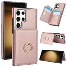 For Samsung Galaxy S23 Ultra 5G RFID Anti-theft Card Ring Holder Phone Case(Rose Gold) - 1