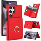 For Samsung Galaxy S24 Ultra 5G RFID Anti-theft Card Ring Holder Phone Case(Red) - 1