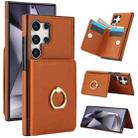 For Samsung Galaxy S24 Ultra 5G RFID Anti-theft Card Ring Holder Phone Case(Brown) - 1