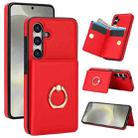 For Samsung Galaxy S24 5G RFID Anti-theft Card Ring Holder Phone Case(Red) - 1