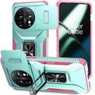 For OnePlus 11 5G Sliding Camshield Holder Phone Case(Grey Green + Pink) - 1