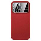 For iPhone 15 Pro Max Large Window Carbon Fiber Shockproof Phone Case(Red) - 1