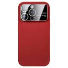 For iPhone 15 Pro Large Window Carbon Fiber Shockproof Phone Case(Red) - 1