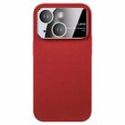 For iPhone 15 Plus Large Window Carbon Fiber Shockproof Phone Case(Red) - 1