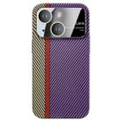 For iPhone 15 Plus Large Window Carbon Fiber Shockproof Phone Case(Green Purple) - 1