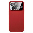 For iPhone 15 Large Window Carbon Fiber Shockproof Phone Case(Red) - 1