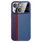 For iPhone 14 Large Window Carbon Fiber Shockproof Phone Case(Purple Blue) - 1