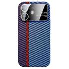 For iPhone 12 Large Window Carbon Fiber Shockproof Phone Case(Purple Blue) - 1