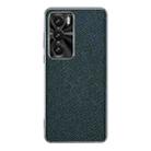 For OPPO Reno12 Global Silver Edge Cross Texture PU Leather Phone Case(Dark Green) - 1