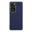 For OPPO Reno12 Global Silver Edge Cross Texture PU Leather Phone Case(Sapphire Blue) - 1