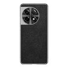 For OnePlus Ace 2 Silver Edge Cross Texture PU Leather Phone Case(Black) - 1