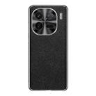 For vivo iQOO 12 Pro Silver Edge Cross Texture PU Leather Phone Case(Black) - 1