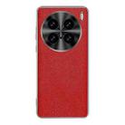 For vivo X100 Ultra Silver Edge Cross Texture PU Leather Phone Case(Red) - 1