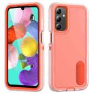 For Samsung Galaxy A15 Rugged PC + Silicone Phone Case with Holder(Transparent+Orange) - 1