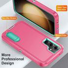 For Samsung Galaxy S23 FE 5G Rugged PC + Silicone Phone Case with Holder(Rose Red+Light Green) - 3