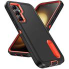 For Samsung Galaxy S23 FE 5G Rugged PC + Silicone Phone Case with Holder(Black+Orange) - 2