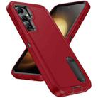 For Samsung Galaxy S23 FE 5G Rugged PC + Silicone Phone Case with Holder(Red+Black) - 2