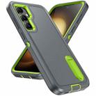 For Samsung Galaxy S23 FE 5G Rugged PC + Silicone Phone Case with Holder(Grey+Fresh Green) - 2