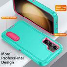 For Samsung Galaxy S23 FE 5G Rugged PC + Silicone Phone Case with Holder(Light Green+Rose Red) - 3