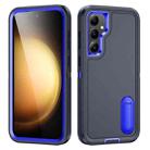 For Samsung Galaxy S23 FE 5G Rugged PC + Silicone Phone Case with Holder(Dark Blue+Royal Blue) - 1