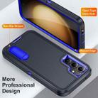 For Samsung Galaxy S23 FE 5G Rugged PC + Silicone Phone Case with Holder(Dark Blue+Royal Blue) - 3