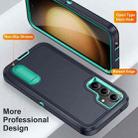 For Samsung Galaxy S23 FE 5G Rugged PC + Silicone Phone Case with Holder(Dark Blue+Light Green) - 3