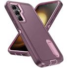 For Samsung Galaxy S23 FE 5G Rugged PC + Silicone Phone Case with Holder(Purple+Pink) - 2