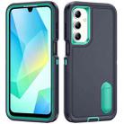 For Samsung Galaxy A16 4G Rugged PC Hybrid Silicone Phone Case with Holder(Dark Blue+Light Green) - 1