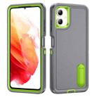 For Samsung Galaxy A06 4G Rugged PC Hybrid Silicone Phone Case with Holder(Grey+Fresh Green) - 1