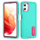 For Samsung Galaxy A06 4G Rugged PC Hybrid Silicone Phone Case with Holder(Light Green+Rose Red) - 1
