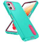 For Samsung Galaxy A06 4G Rugged PC Hybrid Silicone Phone Case with Holder(Light Green+Rose Red) - 2