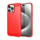 For iPhone 16 Pro Max Brushed Texture Carbon Fiber TPU Phone Case(Red) - 1