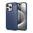 For iPhone 16 Pro Brushed Texture Carbon Fiber TPU Phone Case(Blue) - 1