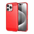 For iPhone 16 Pro Brushed Texture Carbon Fiber TPU Phone Case(Red) - 1