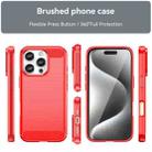 For iPhone 16 Pro Brushed Texture Carbon Fiber TPU Phone Case(Red) - 2