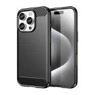 For iPhone 16 Pro Brushed Texture Carbon Fiber TPU Phone Case(Black) - 1