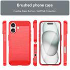 For iPhone 16 Plus Brushed Texture Carbon Fiber TPU Phone Case(Red) - 2